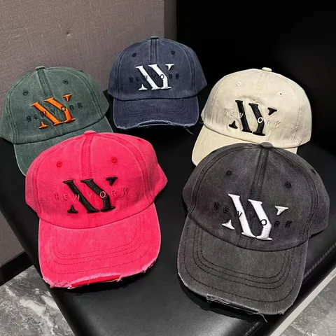 Vintage Versleten Letter Borduurwerk Baseball Cap Gewassen Katoen Zonbescherming Dad Hat Voor Dames Heren