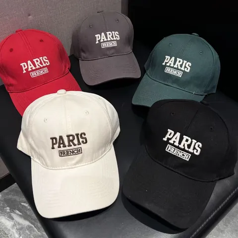 Unisex Katoen Mix Honkbalpet Verstelbare Casual Zonnebescherming Hoed Met Paris Franse Borduurwerk Voor Outdoor Dagelijkse Kleding