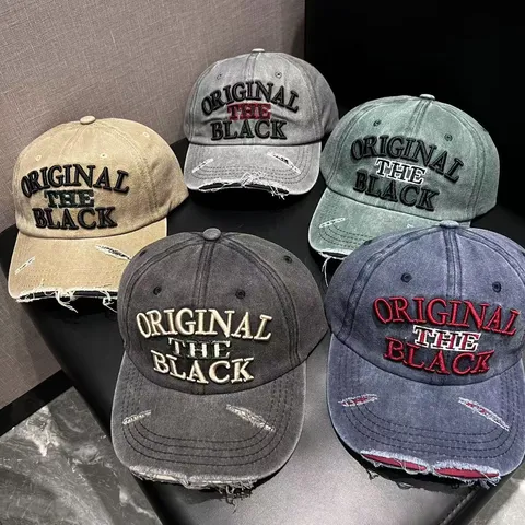 Vintage Gewassen Katoenmix Baseballcap Distressed Letter Borduurwerk Verstelbare Dad Hat Streetwear Zonnehoed