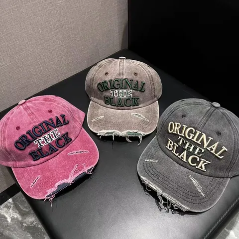 Vintage Gewassen Katoenmix Baseballcap Distressed Letter Borduurwerk Verstelbare Dad Hat Streetwear Zonnehoed