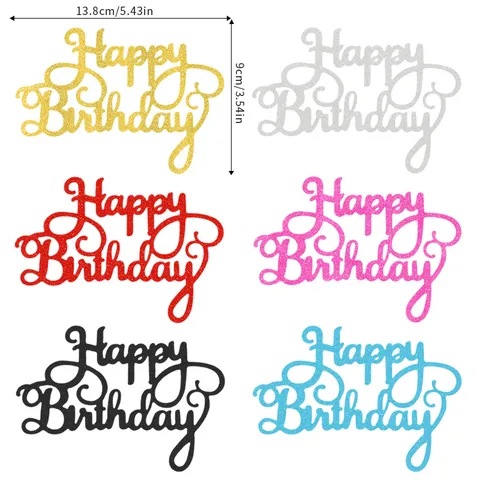 Alles Gute zum Geburtstag Kuchen Topper Glitzer Papier Kuchen Einlage Karte Geburtstag Party Backen Dekoration Zubehör Verschiedene Farben