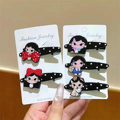 Süße Cartoon Schleife Haarspange Für Damen Mädchen Acryl Punkte Entenschnabel Clip Yuyu Charakter Muster Seitenclip Haarschmuck