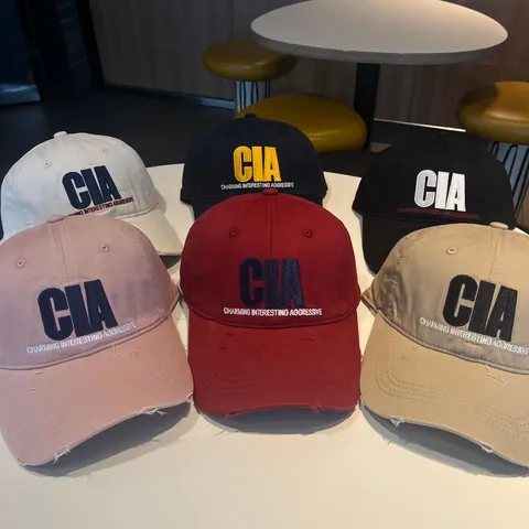 Casual Gewassen Katoenmix Geborduurde Honkbalpet Letter CIA Unisex Verstelbare Zonnehoed