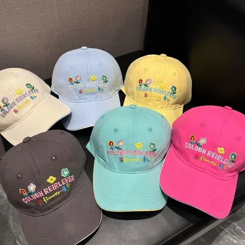 Dames Casual Katoenmix Baseballcap Koreaanse Stijl Geborduurde Letter Bloemen Zonbescherming Gebogen Rand Dad Hat