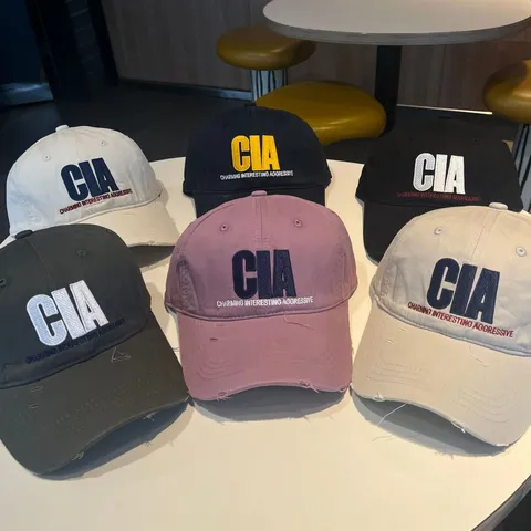 Casual Gewassen Katoenmix Geborduurde Honkbalpet Letter CIA Unisex Verstelbare Zonnehoed