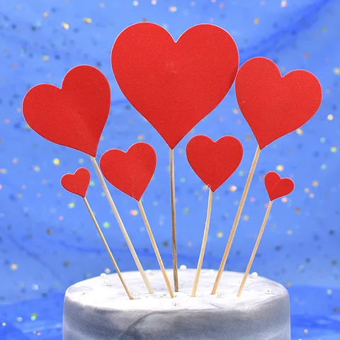Herz Kuchentopper Glitzer Papier Kuchenaufsatz Rot Gold Kollektion Für Geburtstag Hochzeit Party Kuchen Dekorationen