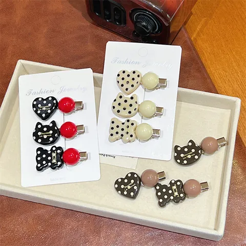 Κορεατικό Στυλ Polka Dot Καρδιά Γάτα Αρκούδα Κλιπ Μαλλιών Γλυκό Χαριτωμένο Κλιπ Πάπιας Πλαϊνή Φφάντζα Αξεσουάρ Μαλλιών Για Γυναίκες Κορίτσια