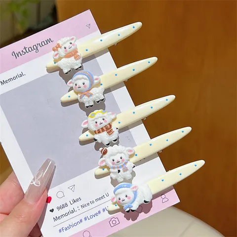 Süße Cartoon Schaf Polka Dot Entenschnabel Haarspange Harz Tier Seitenclip Süße Haarnadel Für Frauen Mädchen Studenten Haarschmuck
