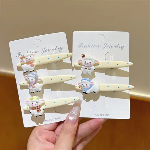 Süße Cartoon Schaf Polka Dot Entenschnabel Haarspange Harz Tier Seitenclip Süße Haarnadel Für Frauen Mädchen Studenten Haarschmuck