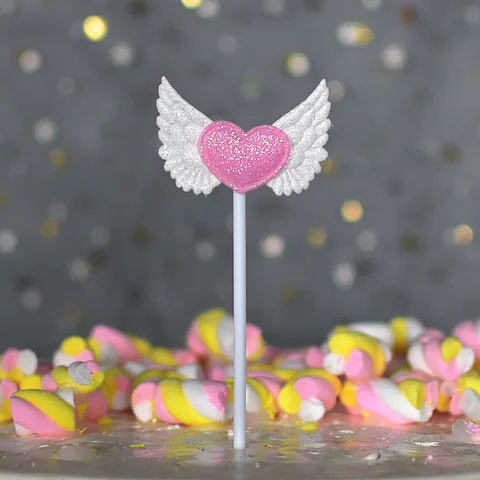 Engel Flügel Kuchentopper Herz Glitzer Papier Desserttisch Backen Geburtstag Party Zubehör Dekor