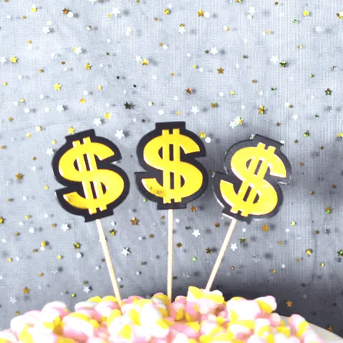 Goldprägung Währung Serie Kuhentopper Dollar Zeichen Reicher Buchstabe Dessert Tisch Backen Plugin Party Zubehör