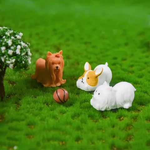 Miniature Resin Simulation Dog Figurine Micro Landscape Ornament For DIY Craft Desktop Decoration Cartoon Animal Samoyed Corgi Bichon Frise Mini Statues