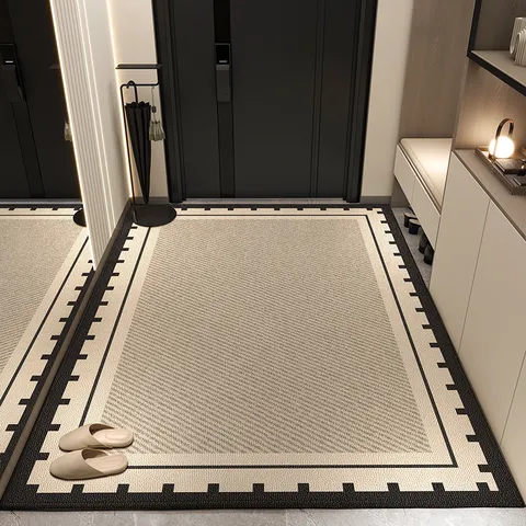Light Luxury Loop Pile Floor Mat Geometric Abstract Entrance Doormat Non-Slip Washable Anti-Dust Porch Rug