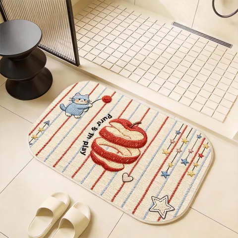 Cartoon Bathroom Mat Water Absorbent Quick Dry Non Slip Floor Mat Household Linen Dirt Resistant Cute Animal Doormat