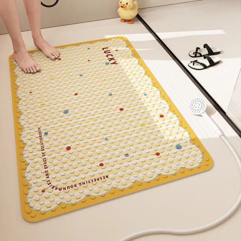 Dopamine Anti Slip Bathroom Mat PVC Suction Cup Shower Foot Pad Waterproof Toilet Floor Mat Home Decor