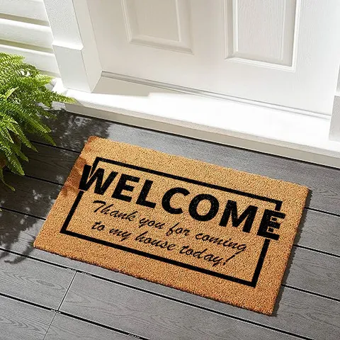 American Style Imitation Coir Entrance Doormat Scraper Dirt Resistant Anti-Slip Porch Foot Mat Welcome Holiday Decor