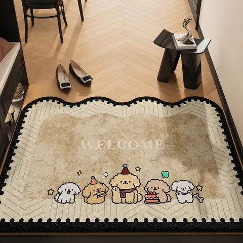 Cartoon Loop Pile Floor Mat Anti Slip Dirt Resistant Entrance Door Mat Home Decorative Carpet For Living Room Hallway