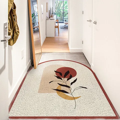 Modern Minimalist PVC Entrance Door Mat Cuttable Waterproof Anti-Slip Porch Floor Mat Heavy Duty Dirt Trapper Doormat for Home Outdoor