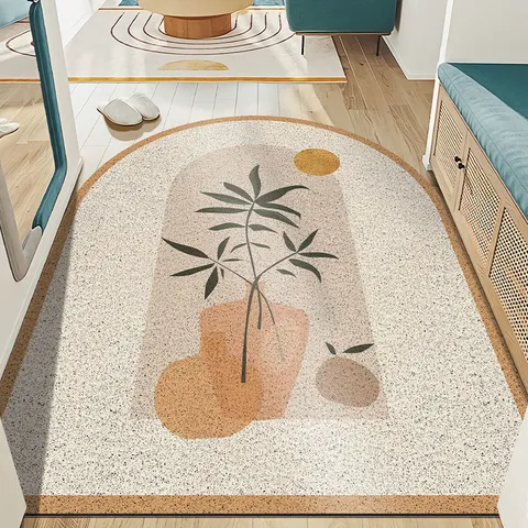 Modern Minimalist PVC Entrance Door Mat Cuttable Waterproof Anti-Slip Porch Floor Mat Heavy Duty Dirt Trapper Doormat for Home Outdoor