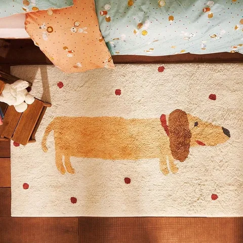 Thickened Imitation Cashmere Kids Room Rug Cute Cartoon Pattern Soft Absorbent Floor Mat Living Bedroom Carpet