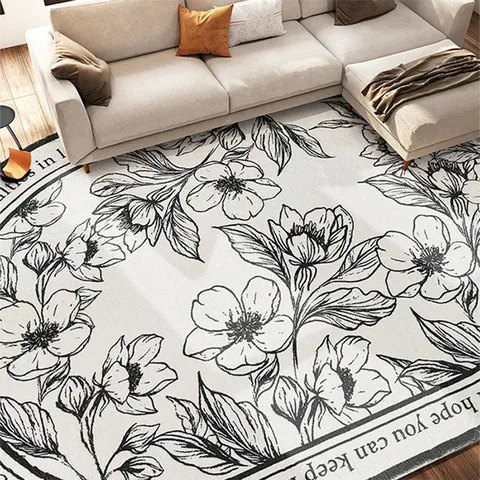 Tapis en Faux Cachemire Minimaliste Nordique Salon Chambre Chevet Tapis Abstrait Floral Lettre Anglaise Tapis Décoratif