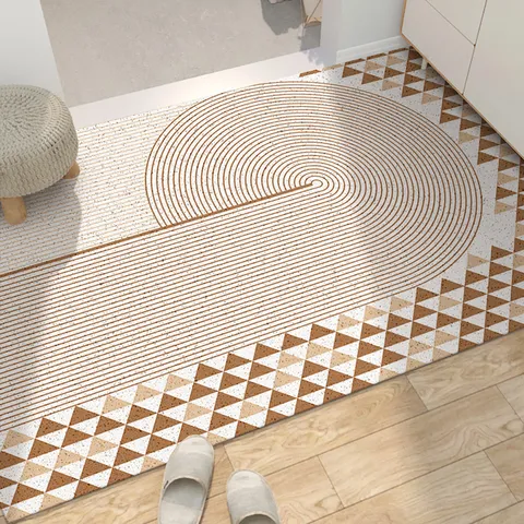 Modern PVC Silk Loop Door Mat Geometric Terrazzo Anti-Slip Scraping Floor Mat For Home Porch Hallway