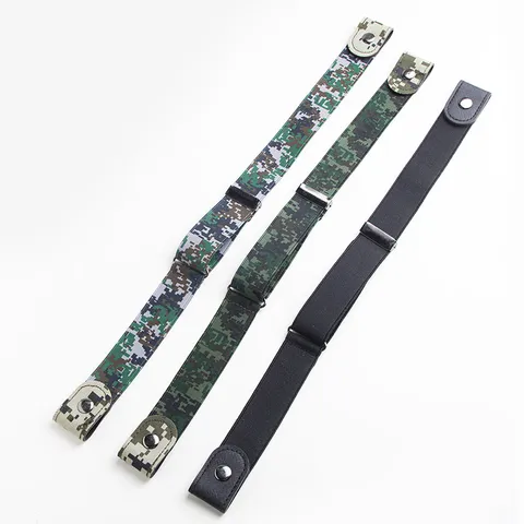 Cinturón Elástico Ajustable De Camuflaje Para Hombre Mujer Botón De Presión Sin Hebilla Cinturón Lazy Cintura Elástica Versátil Para Pantalones De Entrenamiento
