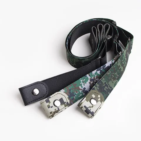 Cinturón Elástico Ajustable De Camuflaje Para Hombre Mujer Botón De Presión Sin Hebilla Cinturón Lazy Cintura Elástica Versátil Para Pantalones De Entrenamiento