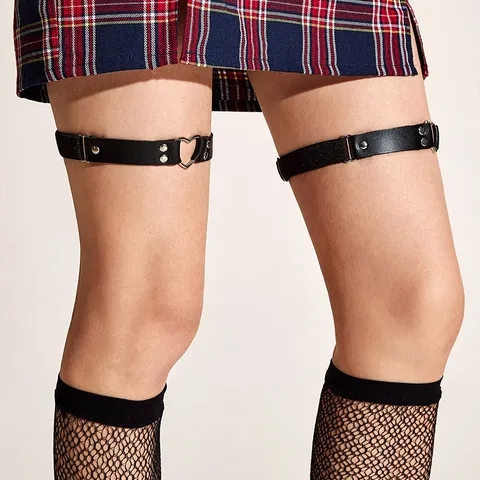 Punk Herz PU Leder Strumpfband Beinring Für Damen Y2K Sexy Elastischer Oberschenkelring Academy Style Harajuku Accessoire