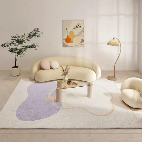 Nordic Abstract Living Room Carpet Plush Bedroom Bedside Rug Home Anti Slip Water Absorbent Full Coverage Cashmere Like Area Rug