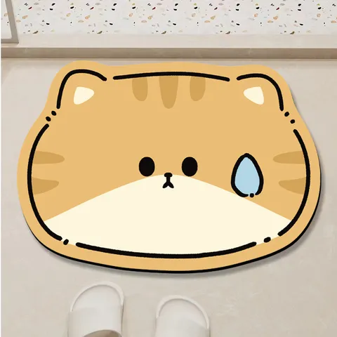 Cute Cartoon Animal Shape Diatomite Floor Mat Absorbent Non Slip Mat Tech Fabric Bathroom Kitchen Door Mat Home Decor