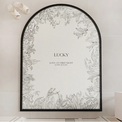 Light Luxury Botanical Floral PVC Entrance Floor Mat Waterproof Anti-Slip Porch Rug Washable Hallway Carpet Home Decor