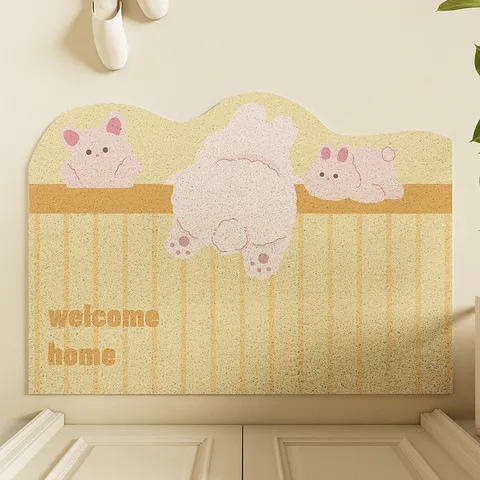 Cartoon Cute Animal Hallway Entrance Floor Mat PVC Dirt-Resistant Wear-Resistant Cuttable Mud-Scraping Loop Pile Door Mat
