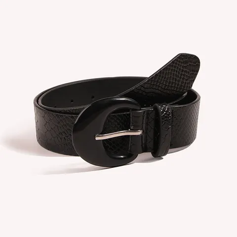 Damen Schwarz PU Leder Breiter Gürtel Krokodil Muster Strass Mode Taillengürtel Lässig Kleid Zubehör Für Damen