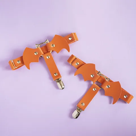 Reggicalze con Ala di Pipistrello Punk Scuro Gotico Finta Pelle Anello per Gamba Imbracatura Elastica per Cosplay da Donna