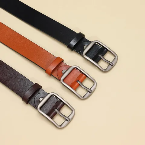 Unisex Business Casual Δερμάτινη Ζώνη Γνήσιου Δέρματος Αγκράφα από Κράμα Μονόχρωμη Ευέλικτη Ζώνη για Άνδρες Γυναίκες Αξεσουάρ Μέσης