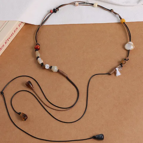 Böhmische Vintage Perlen Taillenkette Für Damen Baumwolle Leinen Handgemachte Mehrsträngige Geflochtene Gürtel Kleid Hanfu Zubehör