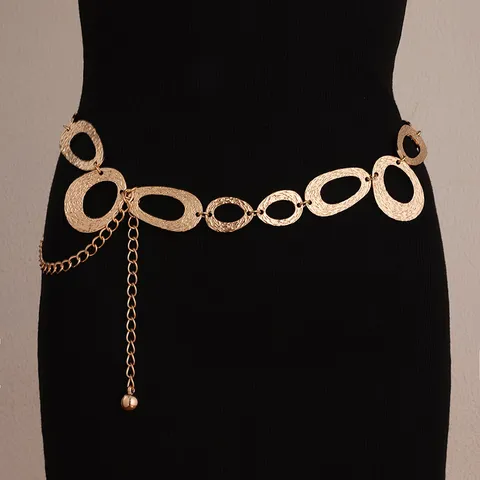 Vintage Metall Taillenkette Für Damen Retro Geschnitzt Oval Geometrisch Gürtel Verstellbar Körperschmuck Mode Taillenzubehör