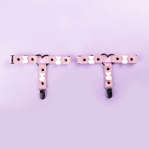 Women's Fashion PVC Garter Belt Adjustable Elastic Heart Lock Leg Ring Sexy Lingerie Accessories For Women