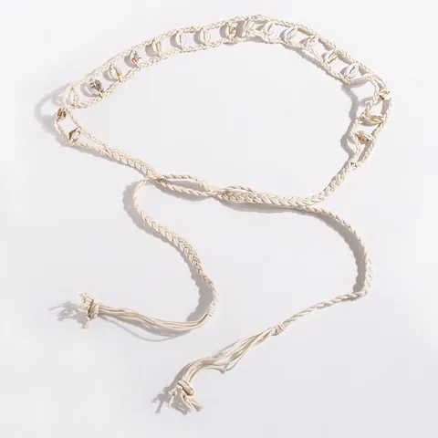 Bohémien Fatto A Mano Tessuto Corda Cerata Cintura Donne Vintage Conchiglia Perla Legno Catena Vita Resort Stile Etnico Vestito Cintura