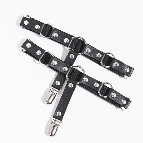 Gotico Punk Ecopelle Coscia Giarrettiera Harajuku Lolita Nero Gamba Imbracatura Anello Calze Reggicalze Donne Accessori