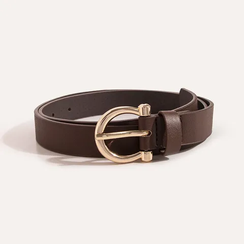 Women's Casual Minimalist Faux Leather Belt Fashion Horseshoe Buckle Waistband