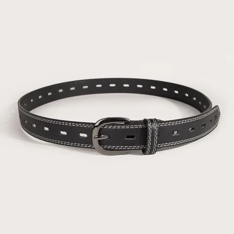 Damen Casual Kunstleder Gürtel Ausgestanzt Design Legierung Dornschnalle Tägliche Mode Vielseitiger Taillengürtel