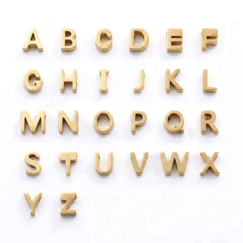 Dijes de Letras del Alfabeto de Acero Inoxidable Pulido Espejo Chapado Al Vacío Colgantes Iniciales para Fabricación de Joyas DIY Accesorios de Collares