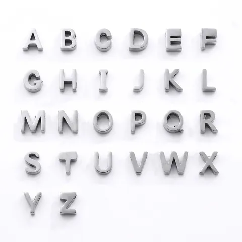 Dijes de Letras del Alfabeto de Acero Inoxidable Pulido Espejo Chapado Al Vacío Colgantes Iniciales para Fabricación de Joyas DIY Accesorios de Collares