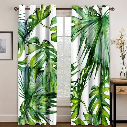Modern Digital Printed Rod Pocket Curtain Polyester Peach Skin Fabric Landscape Floral Animal Pattern Window Drapes Room Decor