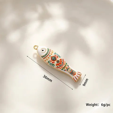 Colgantes de Cobre Chapado en Oro de 18K Pez Esmalte Animal Marino Espina de Pescado Articulada Accesorios de Joyería DIY Mujer