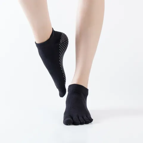 Women Anti-Slip Yoga Socks Cotton Split Toe Five Finger Athletic Sports Fitness Pilates Running Socks