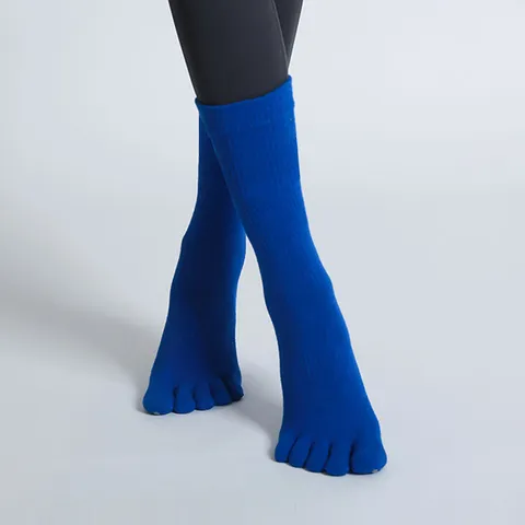 Chaussettes de Yoga à Cinq Orteils Épaisses Chaudes d'Hiver pour Femmes Antidérapantes en Pur Coton Mi-Haut