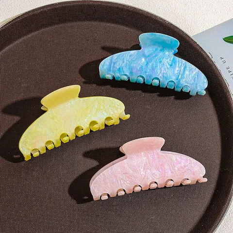 Acrylic Hair Claw Clip Sweet Glitter Marble Texture Hair Catch Shark Clip Daily Hair Styling Accessories For Women